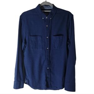 Wallin & Bros men button down blue long sleeve flannel shirt size medium